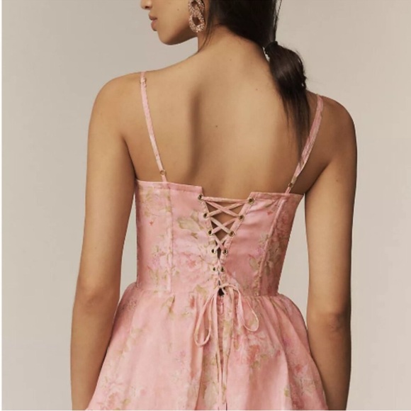 Elegant Pink Floral Tiered Dress V. Chapman - Picture 2 of 10